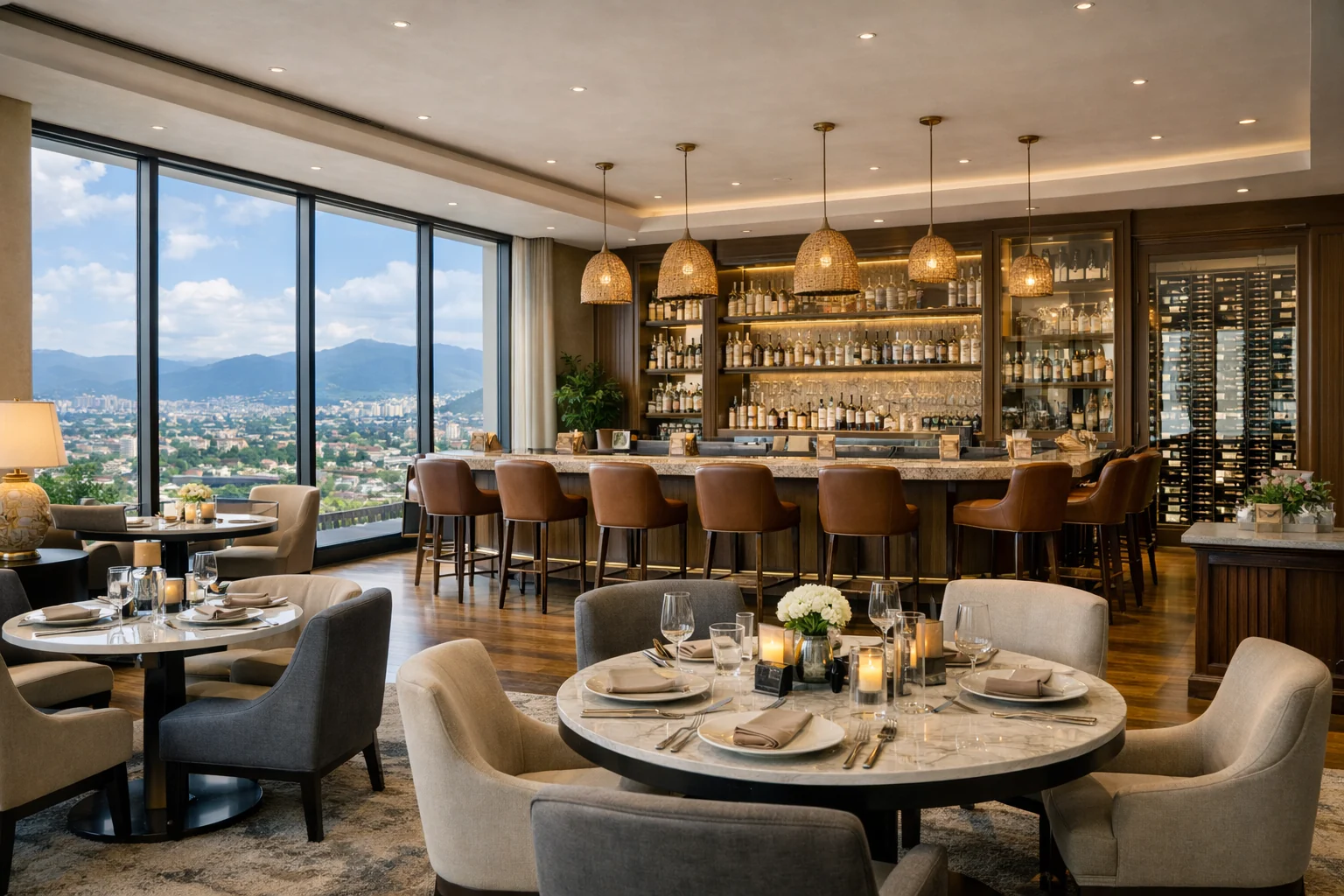 Bar y restaurante hotelero diseñado por AL Diseño de Interiores